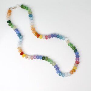 18.5" Inch Handmade Rainbow-Colored Hand Knotted Gemstone Necklace